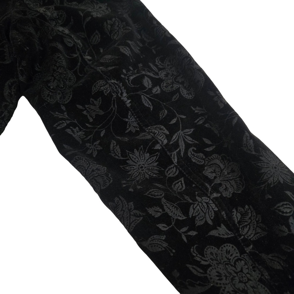 Talbots Womens Black Floral Damask Corduroy Blazer Jacket 3-Button Cotton L - Picture 13 of 16